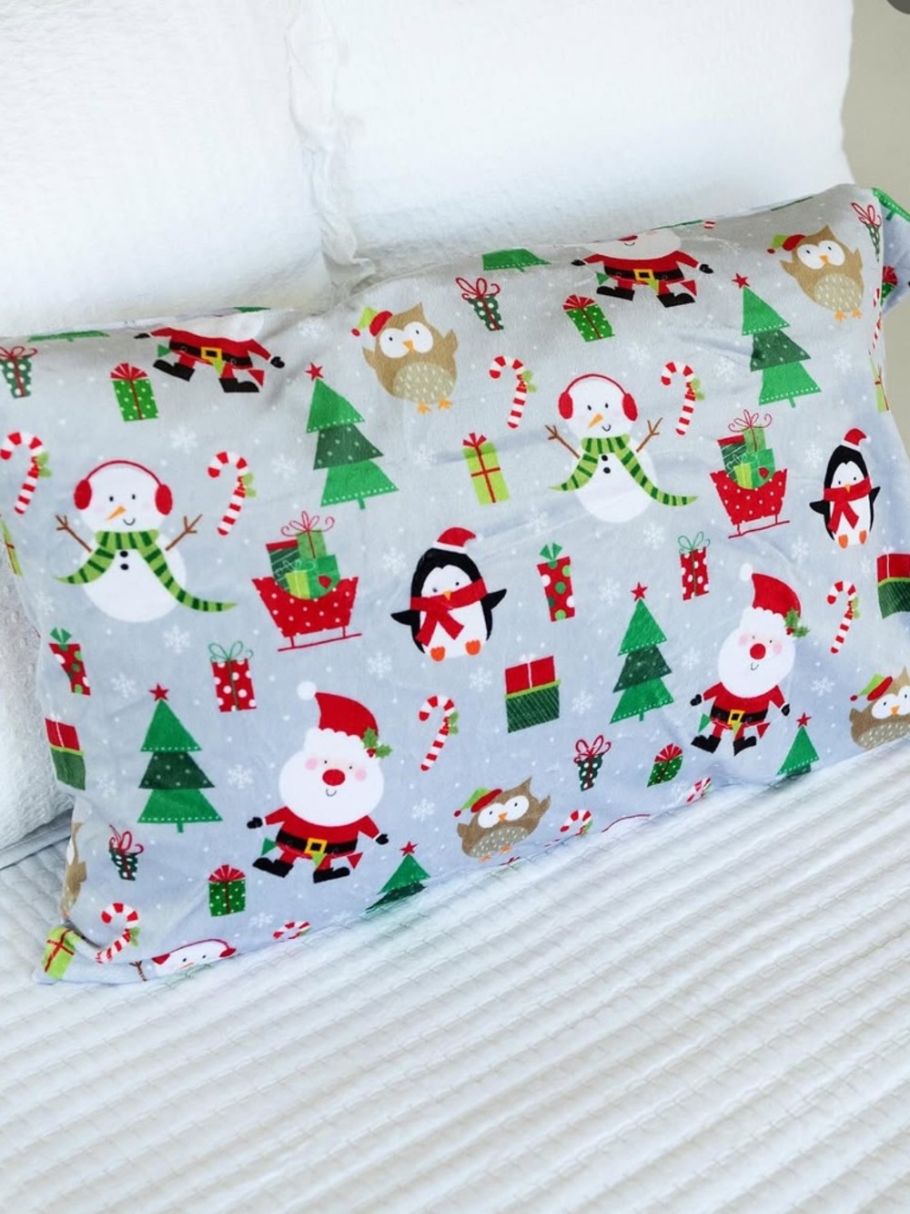 Minky Couture Plush Christmas Themed Holiday Print Luxe Standard Pillow Cases